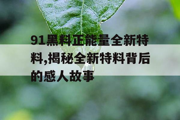 91黑料正能量全新特料,揭秘全新特料背后的感人故事 91黑料正能量全新特料,揭秘全新特料背后的感人故事