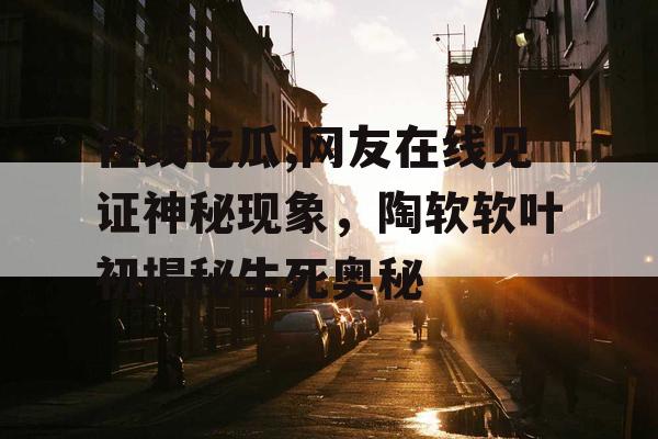 在线吃瓜,网友在线见证神秘现象,陶软软叶初揭秘生死奥秘 在线吃瓜,网友在线见证神秘现象,陶软软叶初揭秘生死奥秘