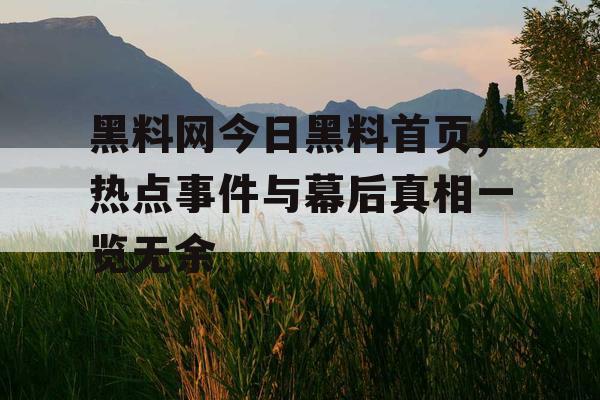 黑料网今日黑料首页,热点事件与幕后真相一览无余 黑料网今日黑料首页,热点事件与幕后真相一览无余