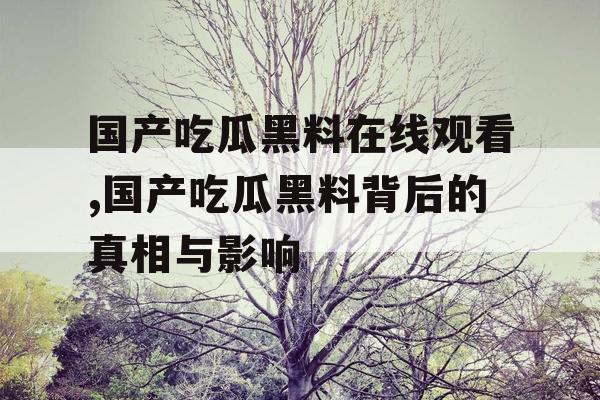 国产吃瓜黑料在线观看,国产吃瓜黑料背后的真相与影响 国产吃瓜黑料在线观看,国产吃瓜黑料背后的真相与影响