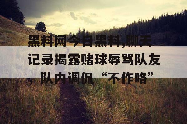 黑料网今日黑料,聊天记录揭露赌球辱骂队友,队内调侃“不作咯” 黑料网今日黑料,聊天记录揭露赌球辱骂队友,队内调侃“不作咯”