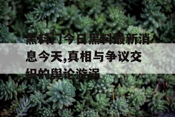 黑料门今日黑料最新消息今天,真相与争议交织的舆论漩涡 黑料门今日黑料最新消息今天,真相与争议交织的舆论漩涡