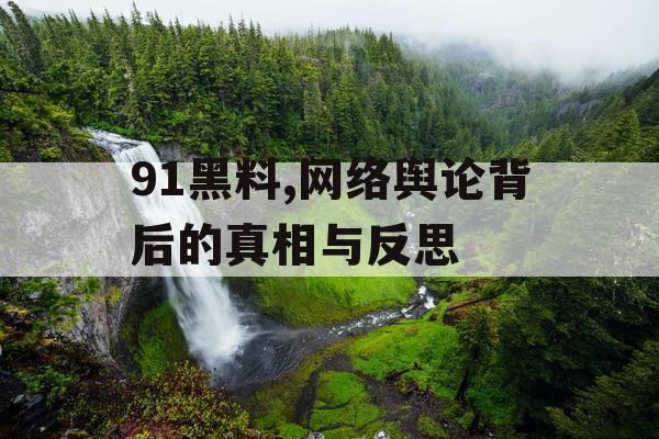 91黑料,网络舆论背后的真相与反思 91黑料,网络舆论背后的真相与反思