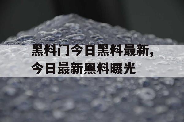 黑料门今日黑料最新,今日最新黑料曝光