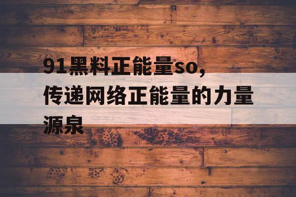 91黑料正能量so,传递网络正能量的力量源泉 91黑料正能量so,传递网络正能量的力量源泉