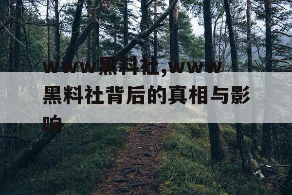 www黑料社,www黑料社背后的真相与影响 www黑料社,www黑料社背后的真相与影响