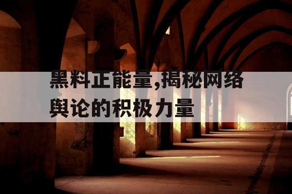黑料正能量,揭秘网络舆论的积极力量 黑料正能量,揭秘网络舆论的积极力量