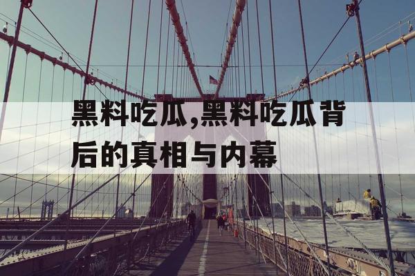 黑料吃瓜,黑料吃瓜背后的真相与内幕 黑料吃瓜,黑料吃瓜背后的真相与内幕