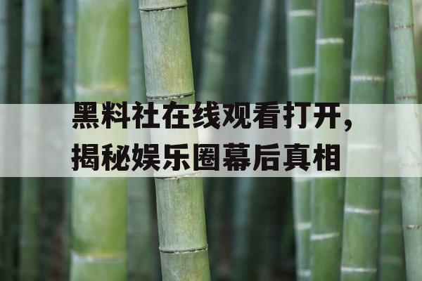 黑料社在线观看打开,揭秘娱乐圈幕后真相 黑料社在线观看打开,揭秘娱乐圈幕后真相