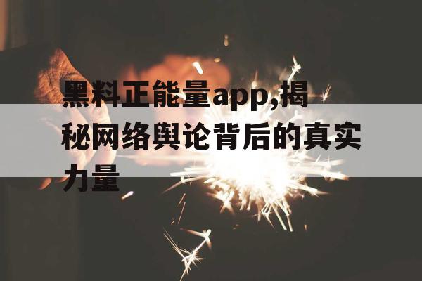 黑料正能量app,揭秘网络舆论背后的真实力量 黑料正能量app,揭秘网络舆论背后的真实力量