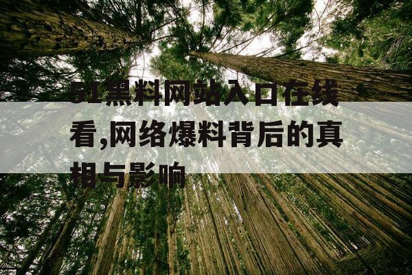 51黑料网站入口在线看,网络爆料背后的真相与影响 51黑料网站入口在线看,网络爆料背后的真相与影响