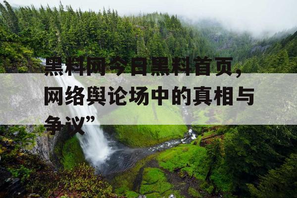 黑料网今日黑料首页,网络舆论场中的真相与争议” 黑料网今日黑料首页,网络舆论场中的真相与争议”