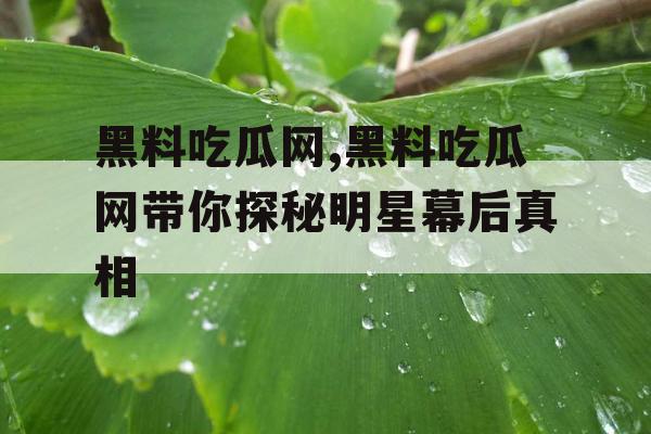 黑料吃瓜网,黑料吃瓜网带你探秘明星幕后真相 黑料吃瓜网,黑料吃瓜网带你探秘明星幕后真相