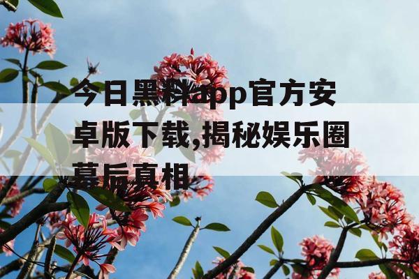 今日黑料app官方安卓版下载,揭秘娱乐圈幕后真相 今日黑料app官方安卓版下载,揭秘娱乐圈幕后真相