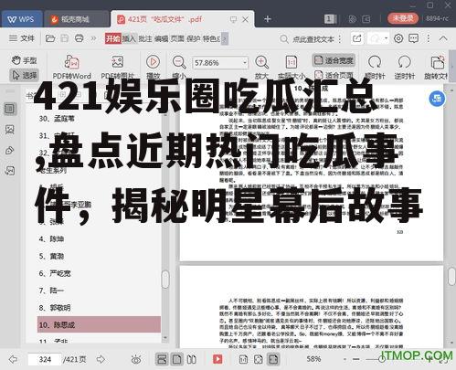 421娱乐圈吃瓜汇总,盘点近期热门吃瓜事件，揭秘明星幕后故事